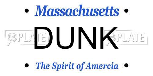 DUNK Massachusetts License Plate