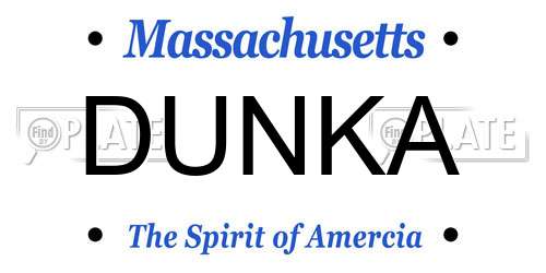 DUNKA Massachusetts License Plate