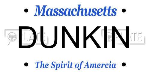 DUNKIN Massachusetts License Plate