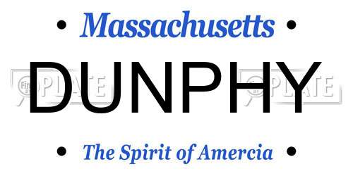 DUNPHY Massachusetts License Plate
