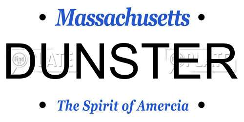 DUNSTER Massachusetts License Plate