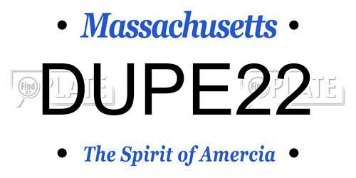 DUPE22 Massachusetts License Plate