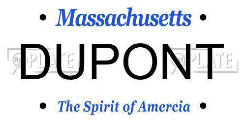 DUPONT Massachusetts License Plate