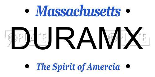 DURAMX Massachusetts License Plate