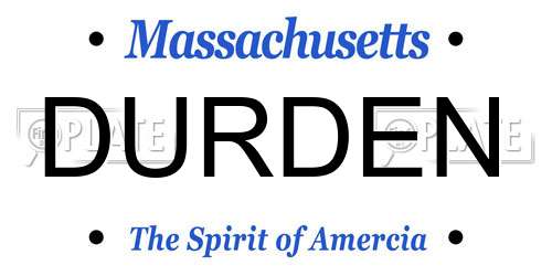 DURDEN Massachusetts License Plate