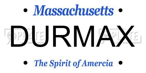 DURMAX Massachusetts License Plate