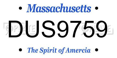 DUS9759 Massachusetts License Plate