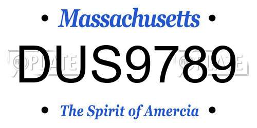 DUS9789 Massachusetts License Plate