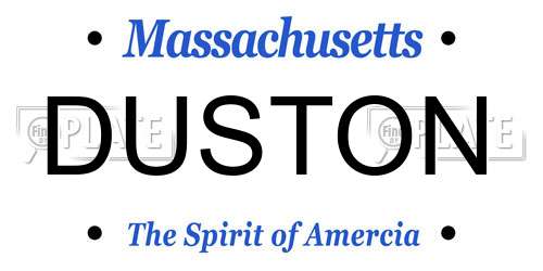 DUSTON Massachusetts License Plate