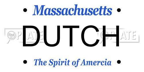 DUTCH Massachusetts License Plate