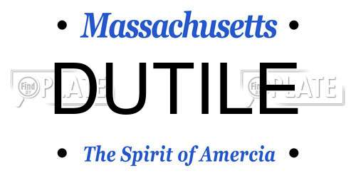 DUTILE Massachusetts License Plate