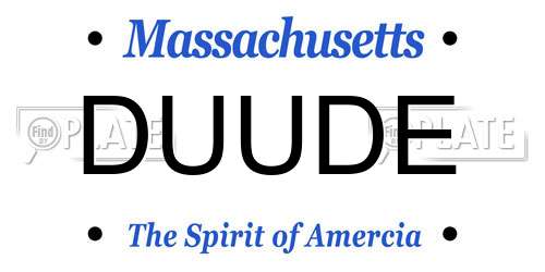 DUUDE Massachusetts License Plate