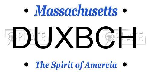 DUXBCH Massachusetts License Plate