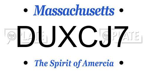 DUXCJ7 Massachusetts License Plate