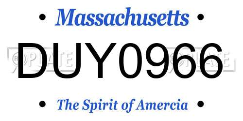 DUY0966 Massachusetts License Plate
