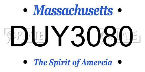 DUY3080 Massachusetts License Plate