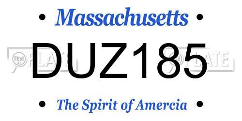 DUZ185 Massachusetts License Plate