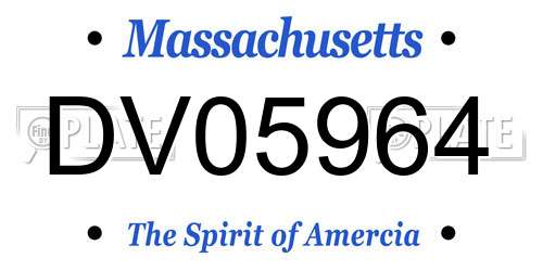 DV05964 Massachusetts License Plate