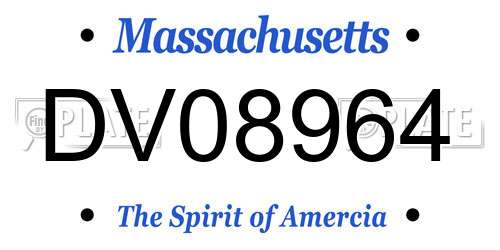 DV08964 Massachusetts License Plate