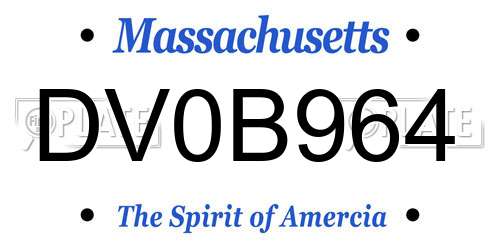 DV0B964 Massachusetts License Plate