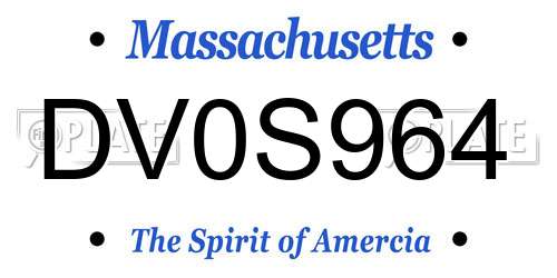 DV0S964 Massachusetts License Plate