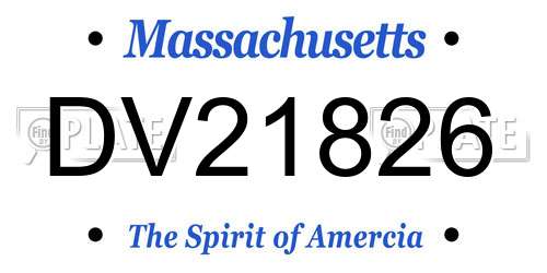 DV21826 Massachusetts License Plate