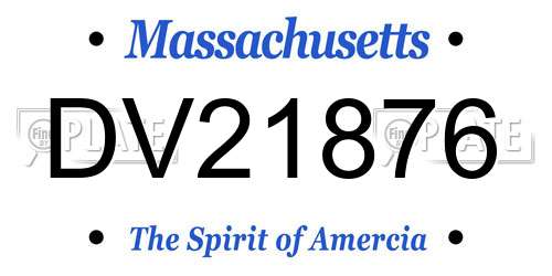 DV21876 Massachusetts License Plate