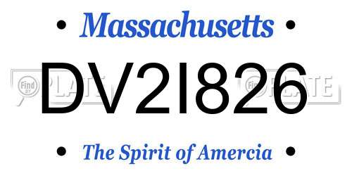 DV2I826 Massachusetts License Plate