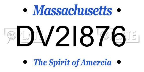 DV2I876 Massachusetts License Plate