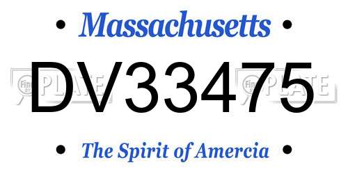 DV33475 Massachusetts License Plate
