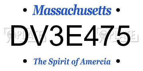 DV3E475 Massachusetts License Plate