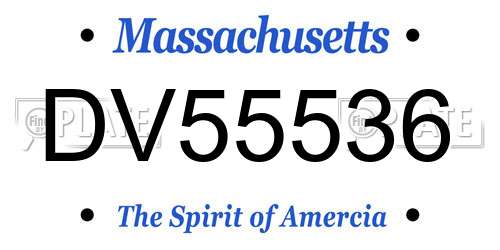 DV55536 Massachusetts License Plate