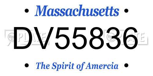 DV55836 Massachusetts License Plate