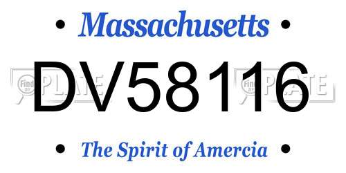 DV58116 Massachusetts License Plate