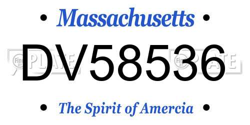 DV58536 Massachusetts License Plate