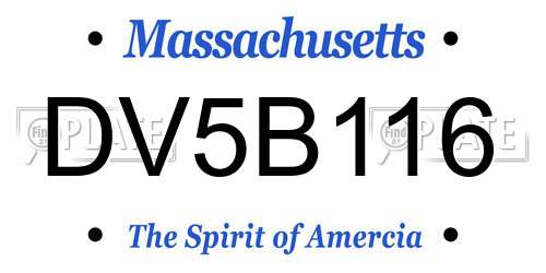 DV5B116 Massachusetts License Plate