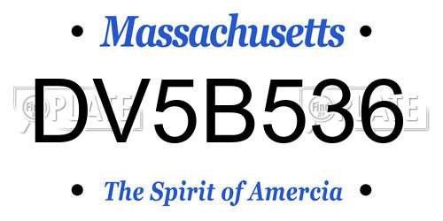 DV5B536 Massachusetts License Plate