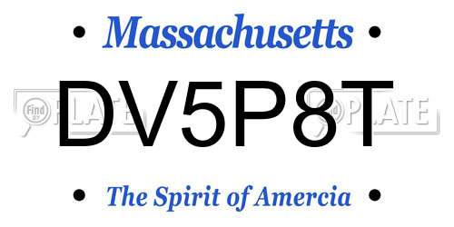 DV5P8T Massachusetts License Plate
