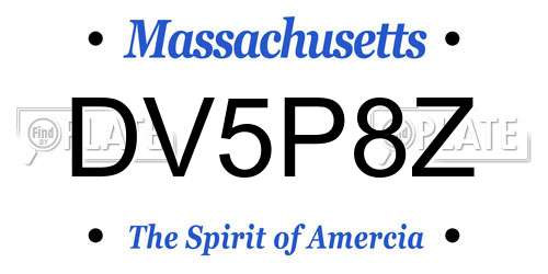 DV5P8Z Massachusetts License Plate