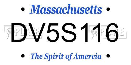DV5S116 Massachusetts License Plate