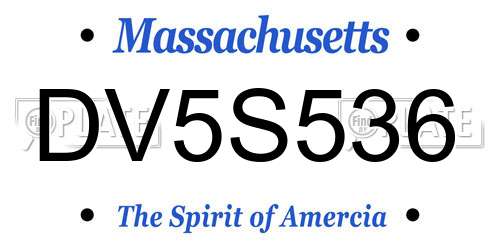 DV5S536 Massachusetts License Plate