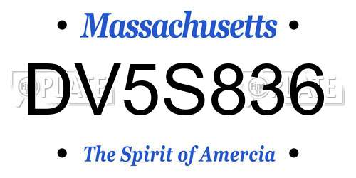 DV5S836 Massachusetts License Plate