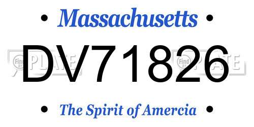DV71826 Massachusetts License Plate