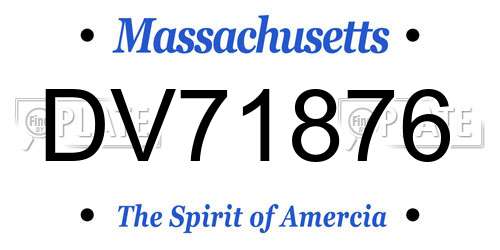 DV71876 Massachusetts License Plate