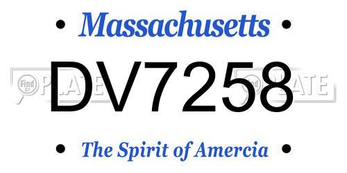 DV7258 Massachusetts License Plate