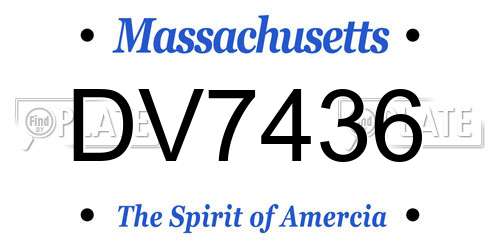 DV7436 Massachusetts License Plate