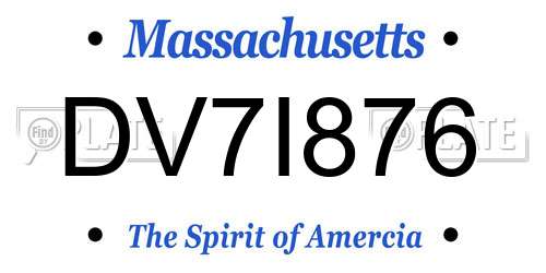 DV7I876 Massachusetts License Plate