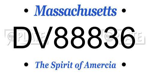 DV88836 Massachusetts License Plate