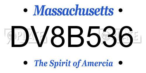 DV8B536 Massachusetts License Plate