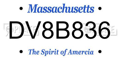 DV8B836 Massachusetts License Plate